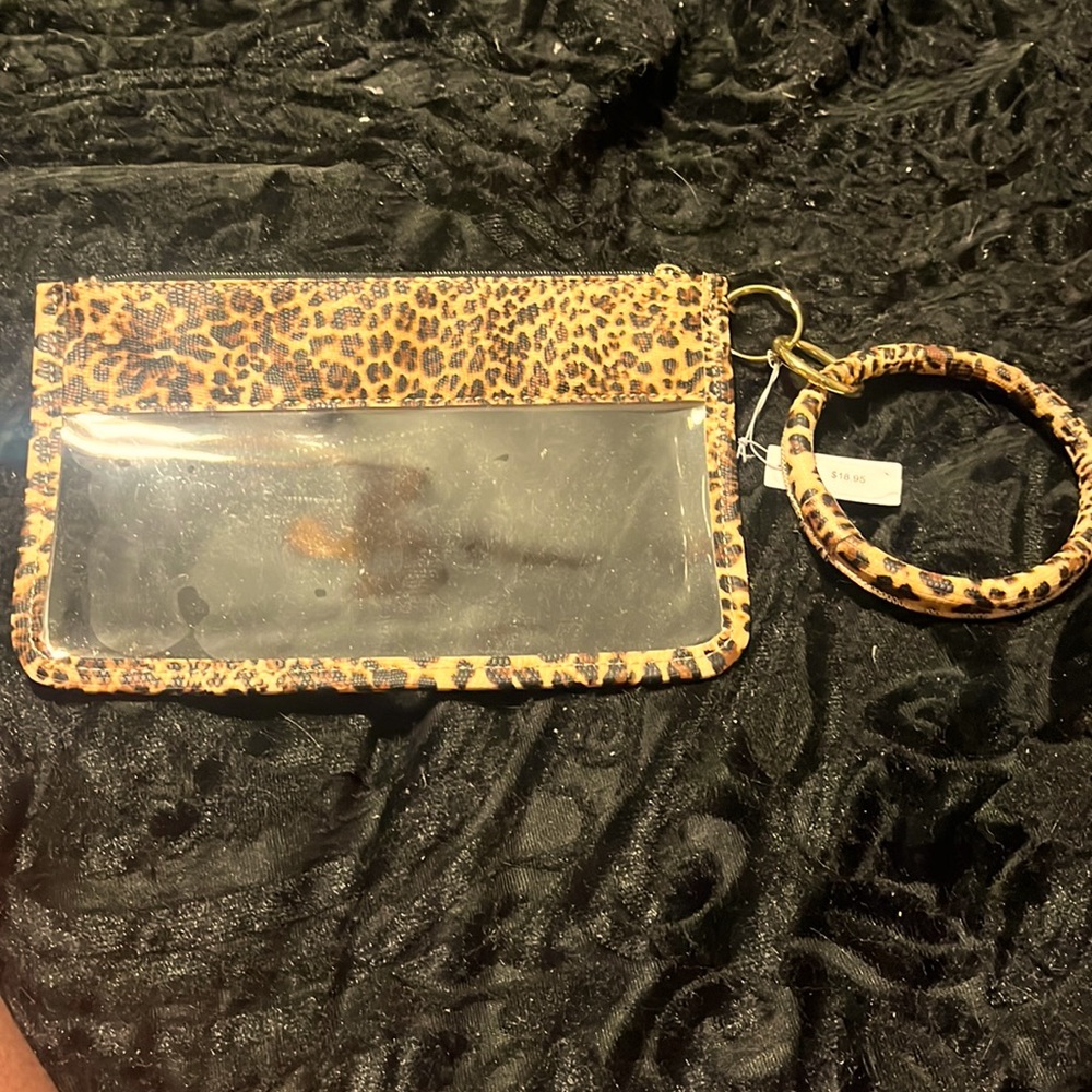Boutique purchased keyring clear wristlet.